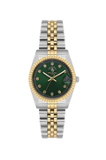 Ladies Date Watch – Green Gold Silver Chain (SB.4.10034-4)