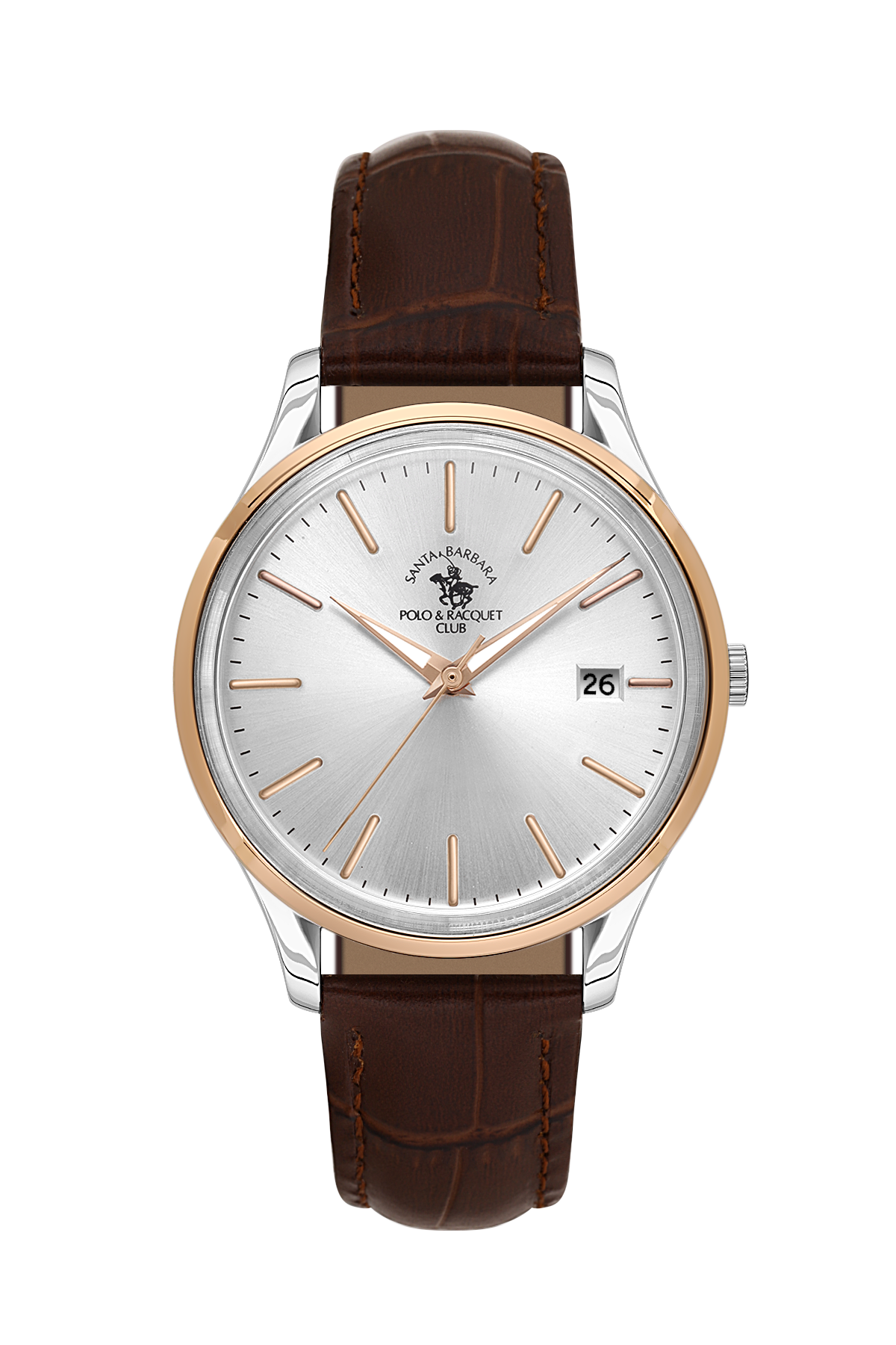 Gents Watch – Silver Rosegold Leather (SB.8.10011-6)