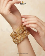 Scalloped Pearl Filigree Statement Bangles