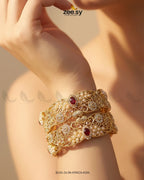 Scalloped Pearl Filigree Statement Bangles