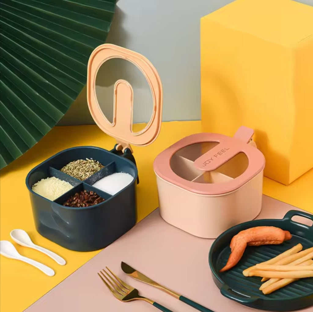 4 Portion Masala Box with 4 Plastic Spoons