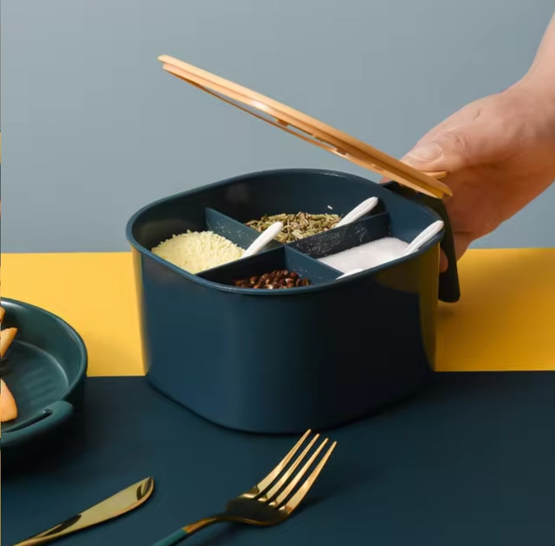 4 Portion Masala Box with 4 Plastic Spoons