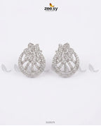 Dainty Floral Gemstone Earrings - Silver