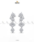 Silver Flower Dangler Cluster Earrings