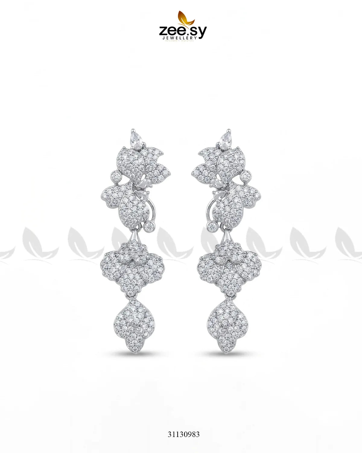 Silver Flower Dangler Cluster Earrings