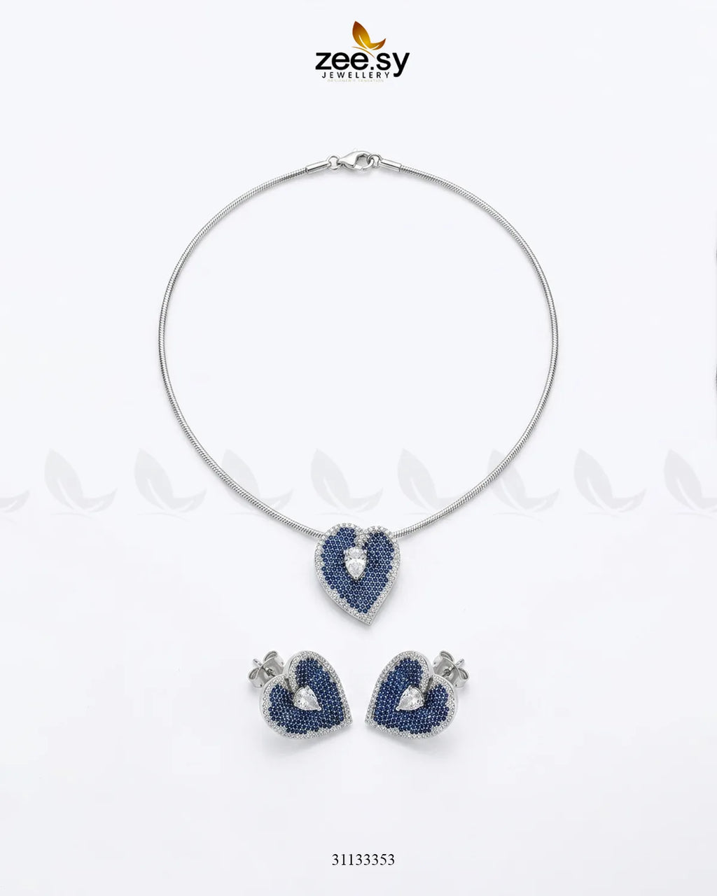 Silver Heart Cluster Pendant Set
