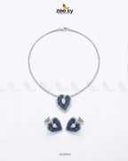 Silver Heart Cluster Pendant Set