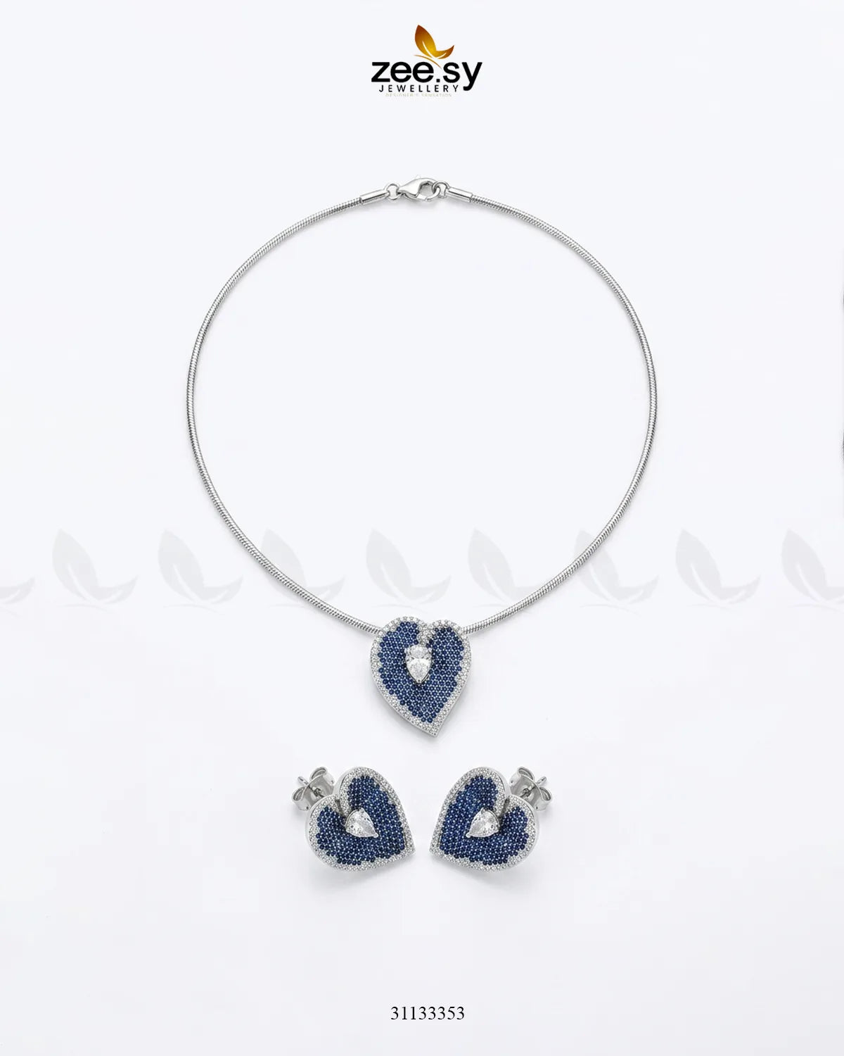 Silver Heart Cluster Pendant Set