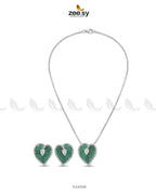 Silver Heart Cluster Pendant Set