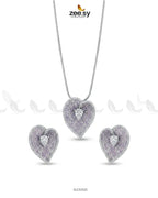 Silver Heart Cluster Pendant Set