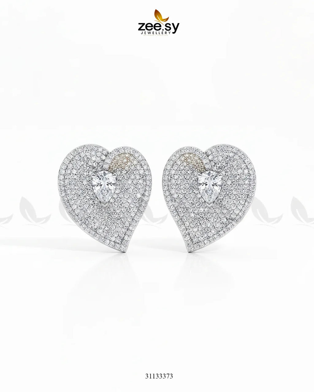 Silver Heart Cluster Pendant Set