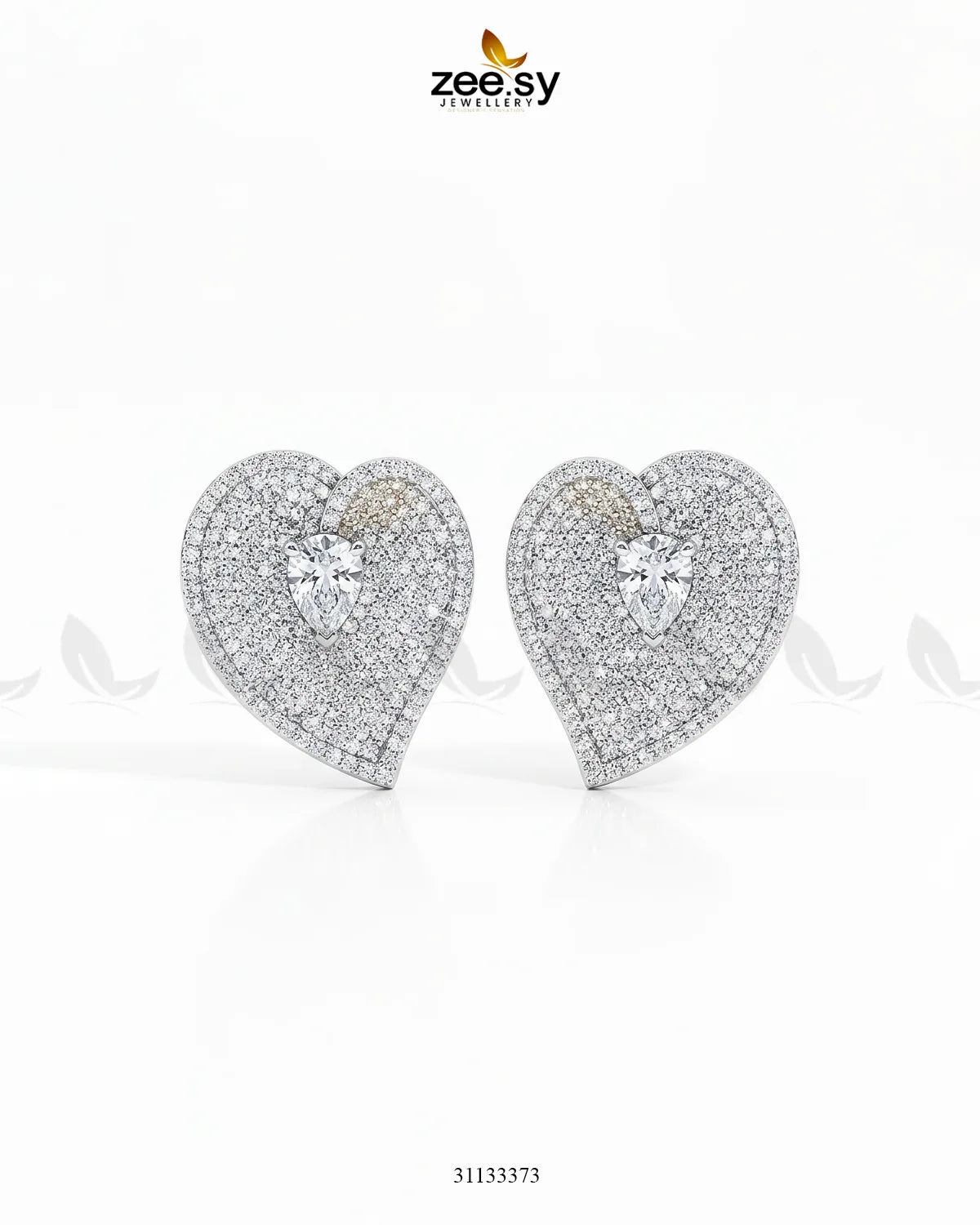 Silver Heart Cluster Pendant Set