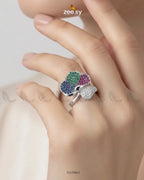 Silver Statement Gemstone Ring