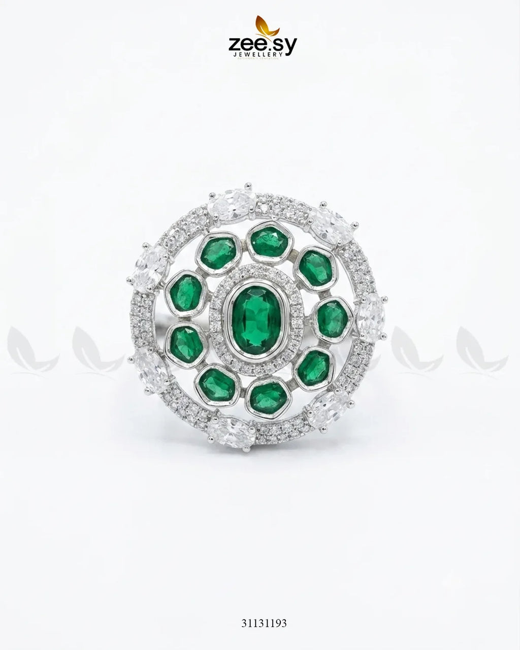 Silver Stunning Circle Crystal Ring