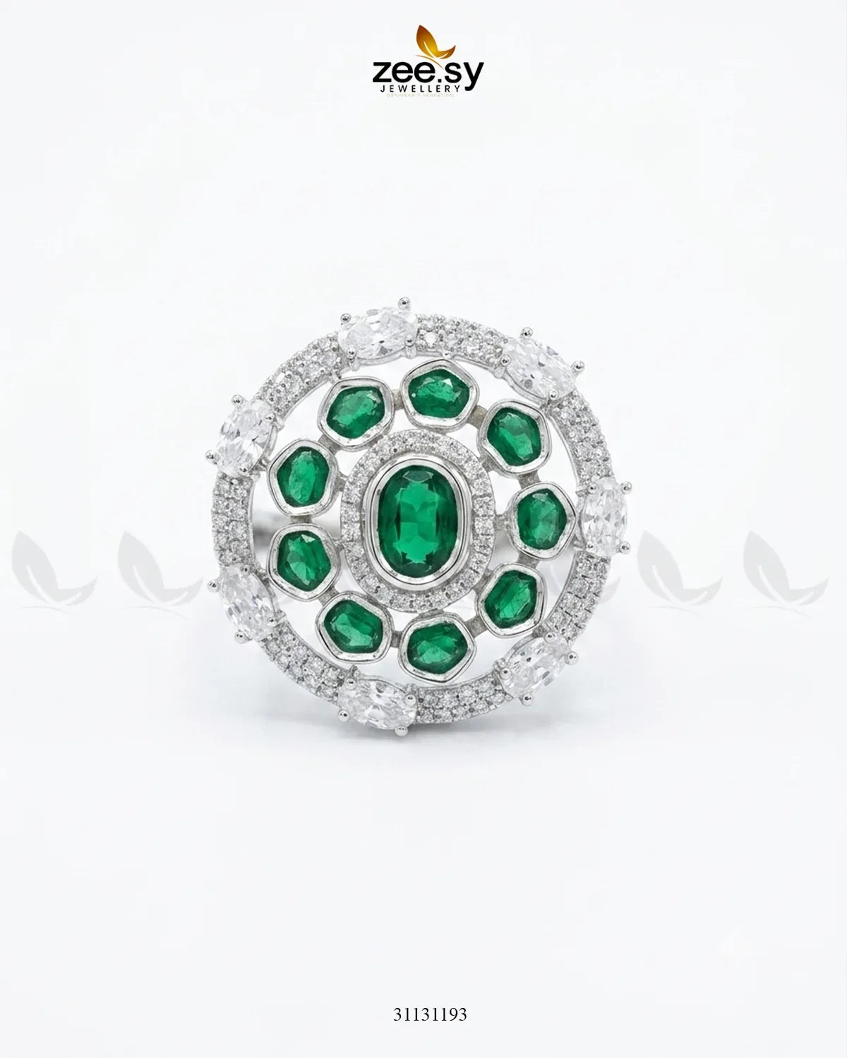 Silver Stunning Circle Crystal Ring