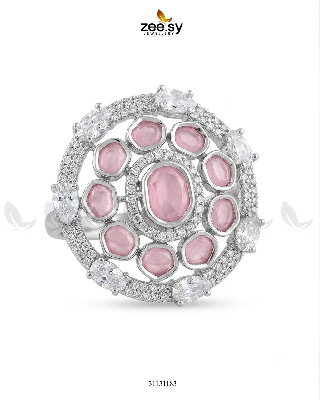 Silver Stunning Circle Crystal Ring