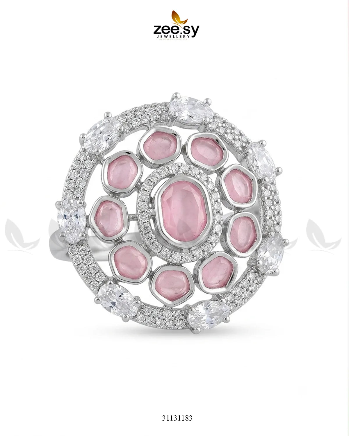 Silver Stunning Circle Crystal Ring