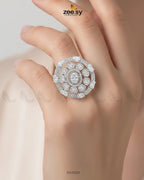 Silver Stunning Circle Crystal Ring