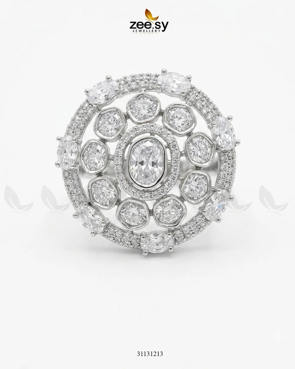 Silver Stunning Circle Crystal Ring