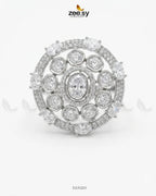 Silver Stunning Circle Crystal Ring