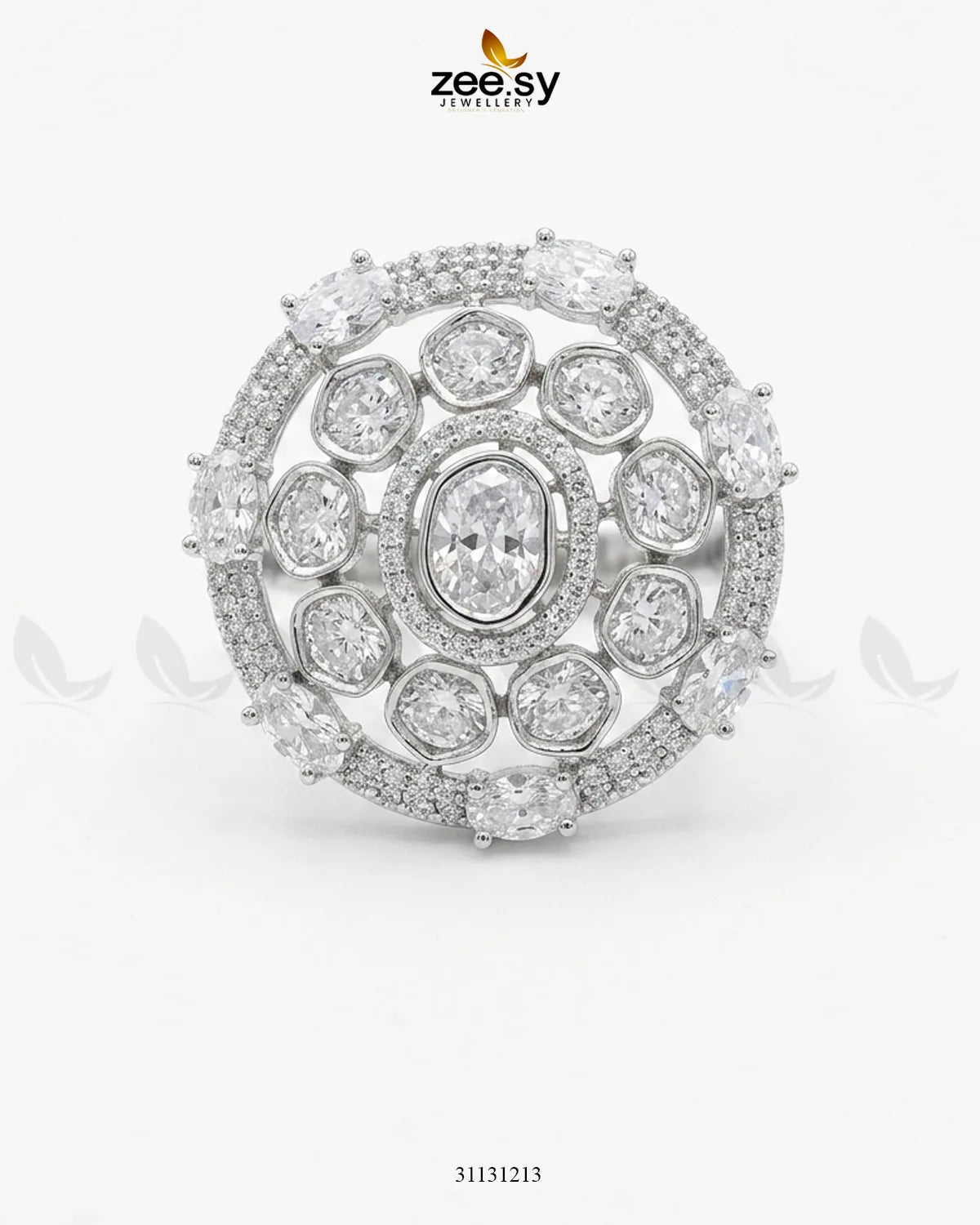 Silver Stunning Circle Crystal Ring