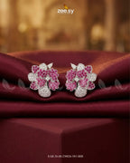 Sparkling AD Flower Earrings - Silver