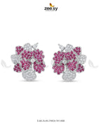 Sparkling AD Flower Earrings - Silver