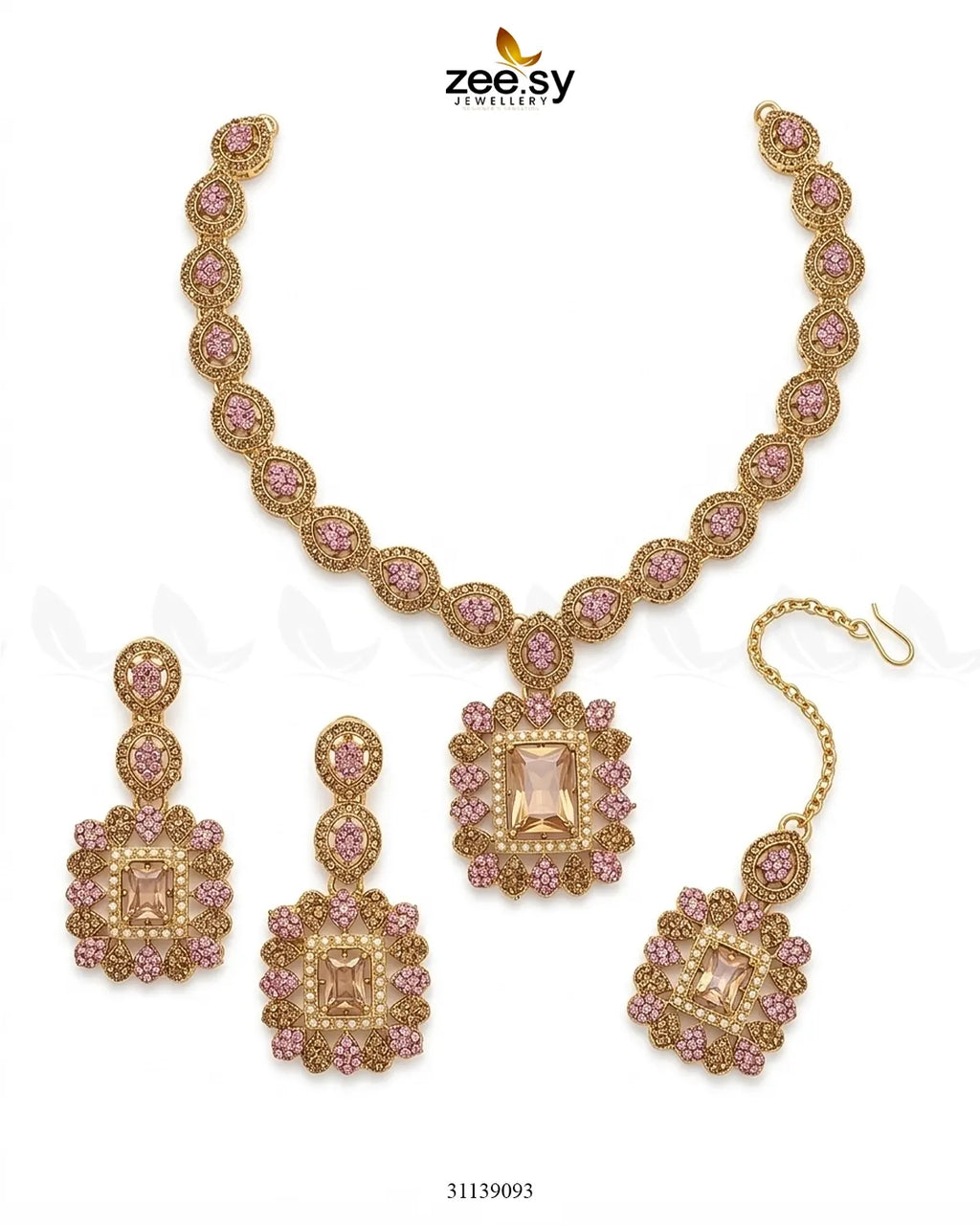 Square Bold Stone Necklace Set