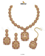 Square Bold Stone Necklace Set