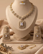 Square Bold Stone Necklace Set