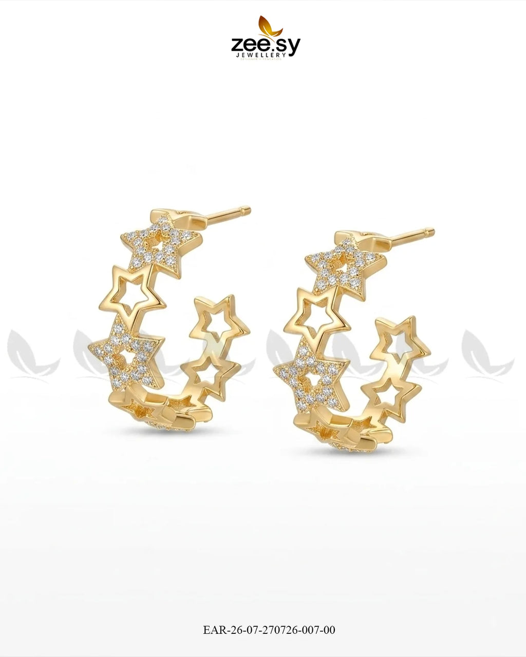 Stacked Star Zirconia Hoop Earrings