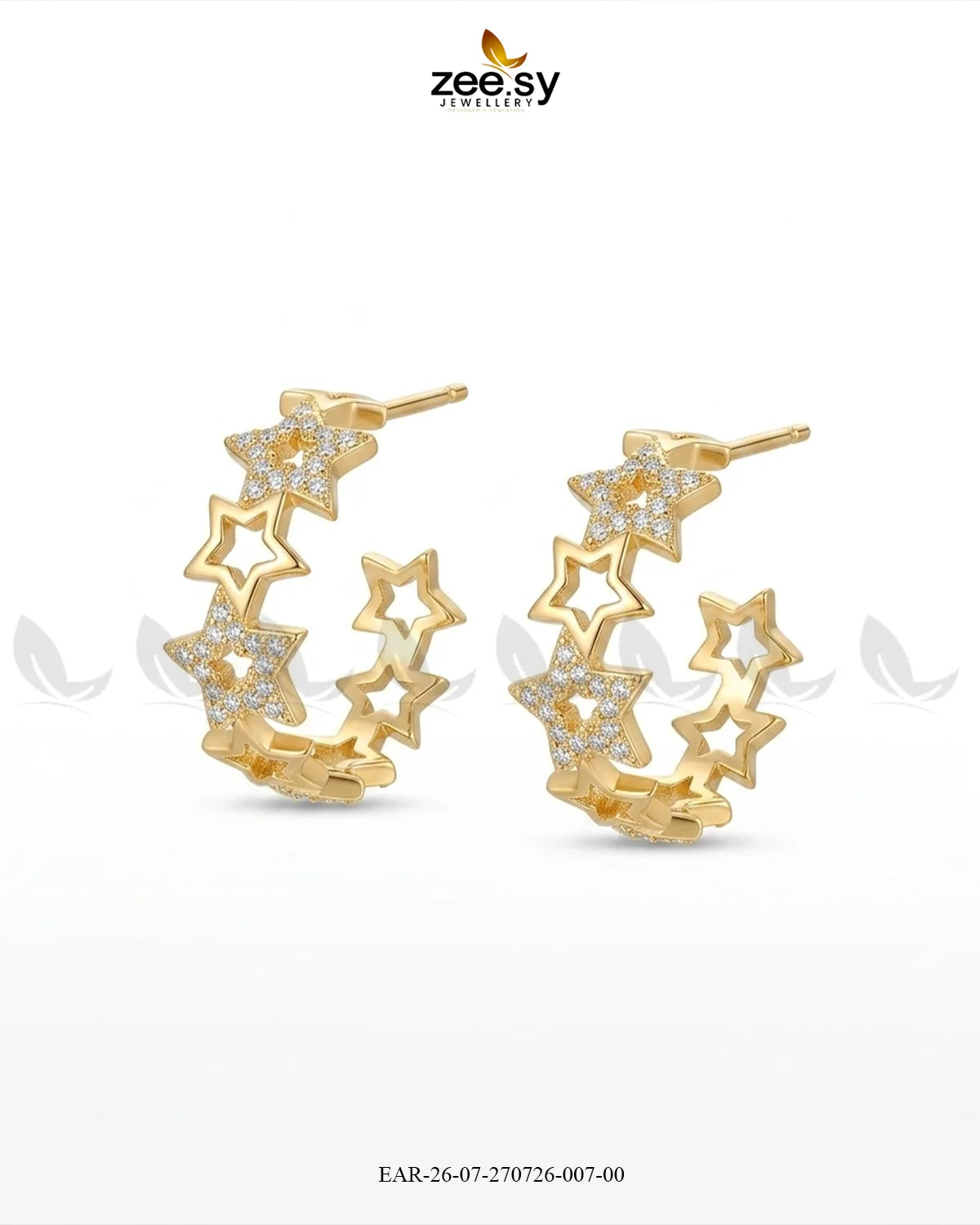Stacked Star Zirconia Hoop Earrings