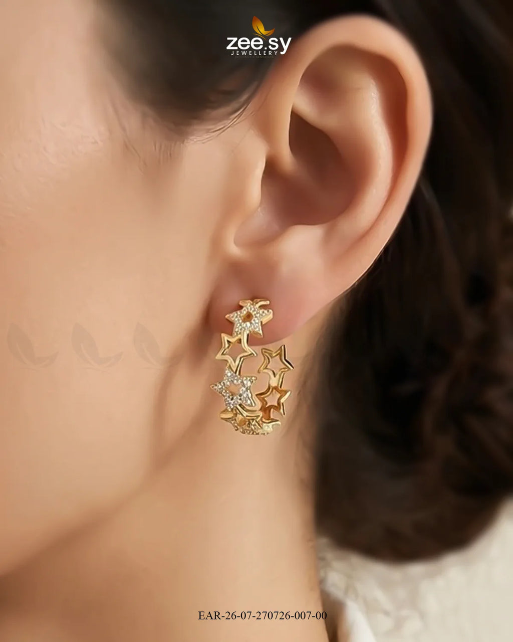 Stacked Star Zirconia Hoop Earrings
