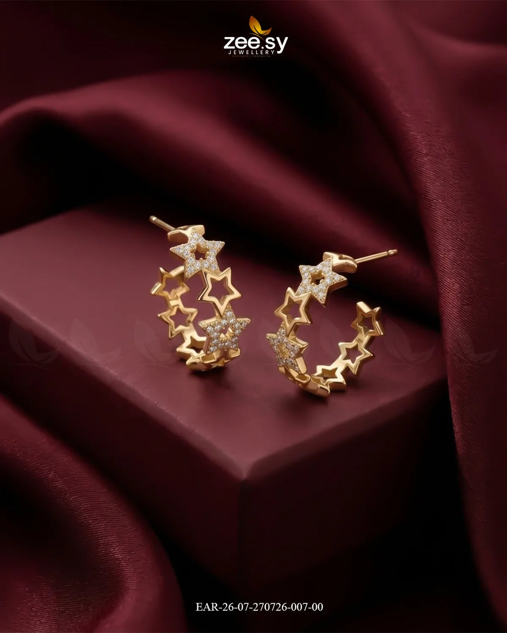 Stacked Star Zirconia Hoop Earrings