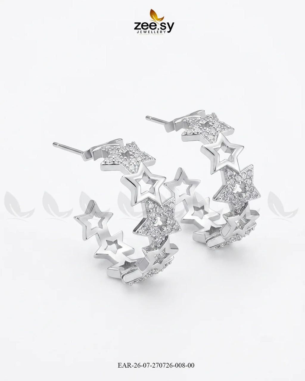 Stacked Star Zirconia Hoop Earrings
