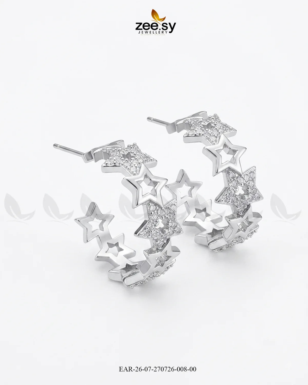 Stacked Star Zirconia Hoop Earrings
