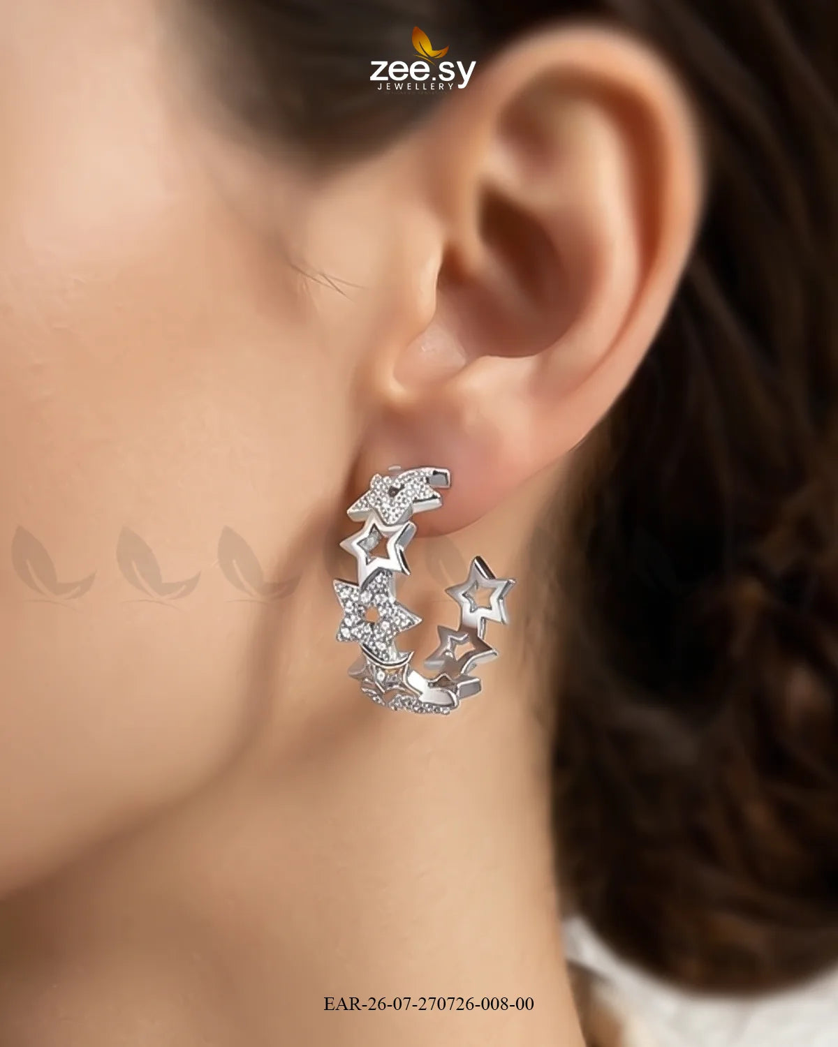 Stacked Star Zirconia Hoop Earrings