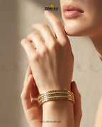 Stacked Textured Zirconia Cuff Bracelet