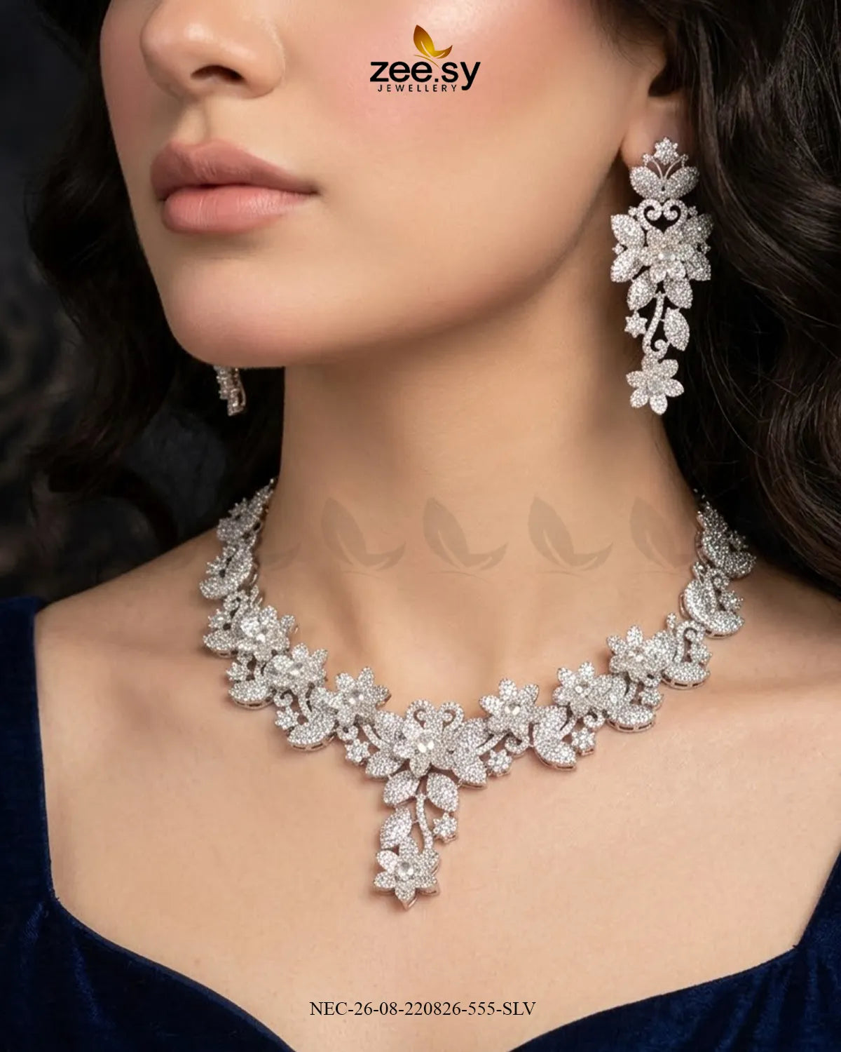 Starlight Floral Pave Necklace Set