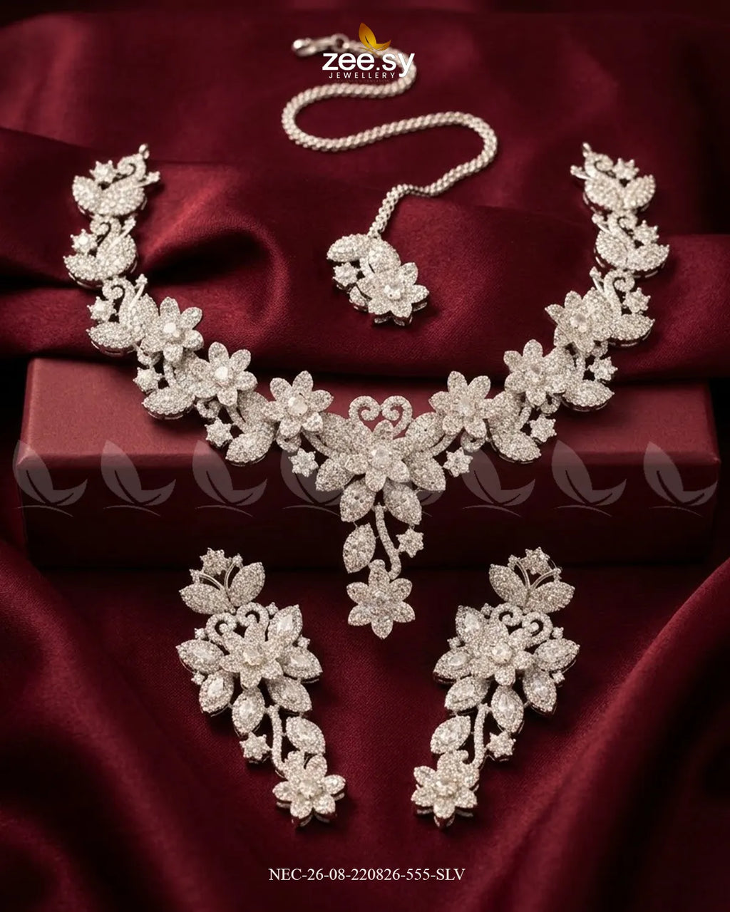 Starlight Floral Pave Necklace Set