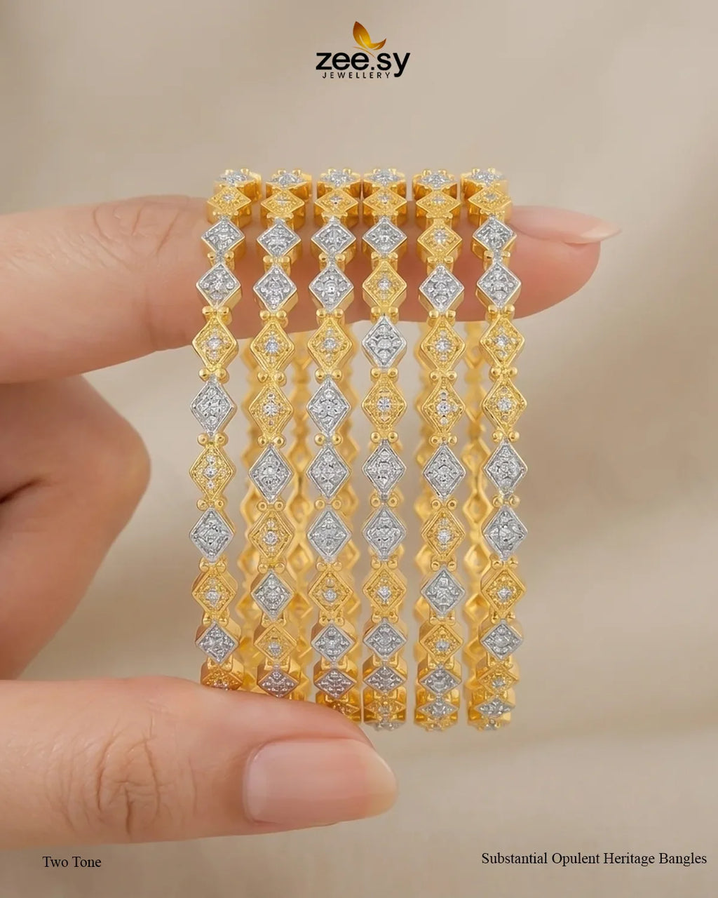 Substantial Opulent Heritage Bangles - Two Tone