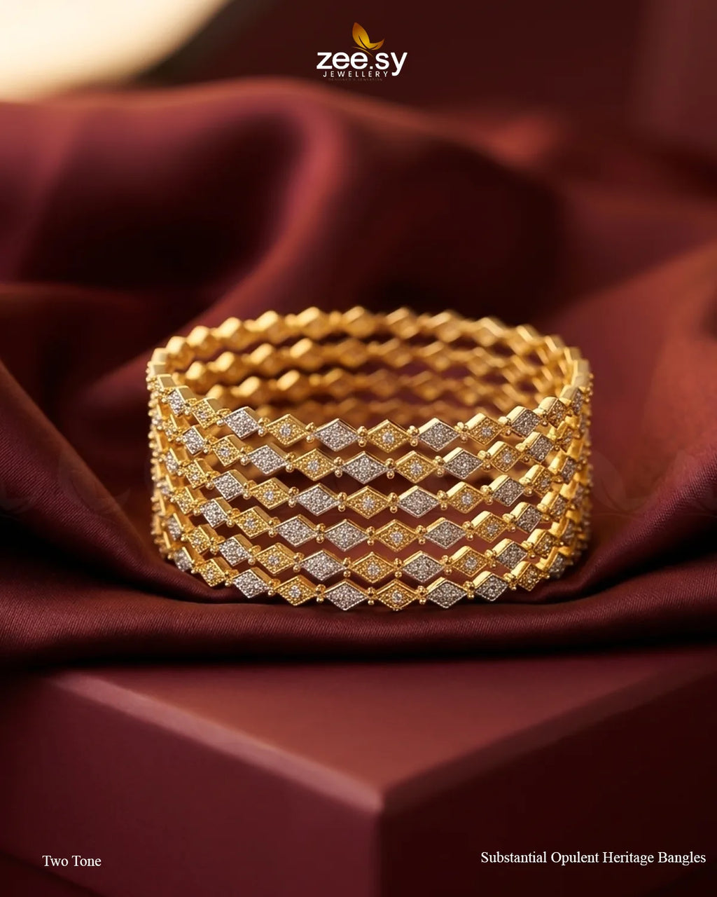 Substantial Opulent Heritage Bangles - Two Tone