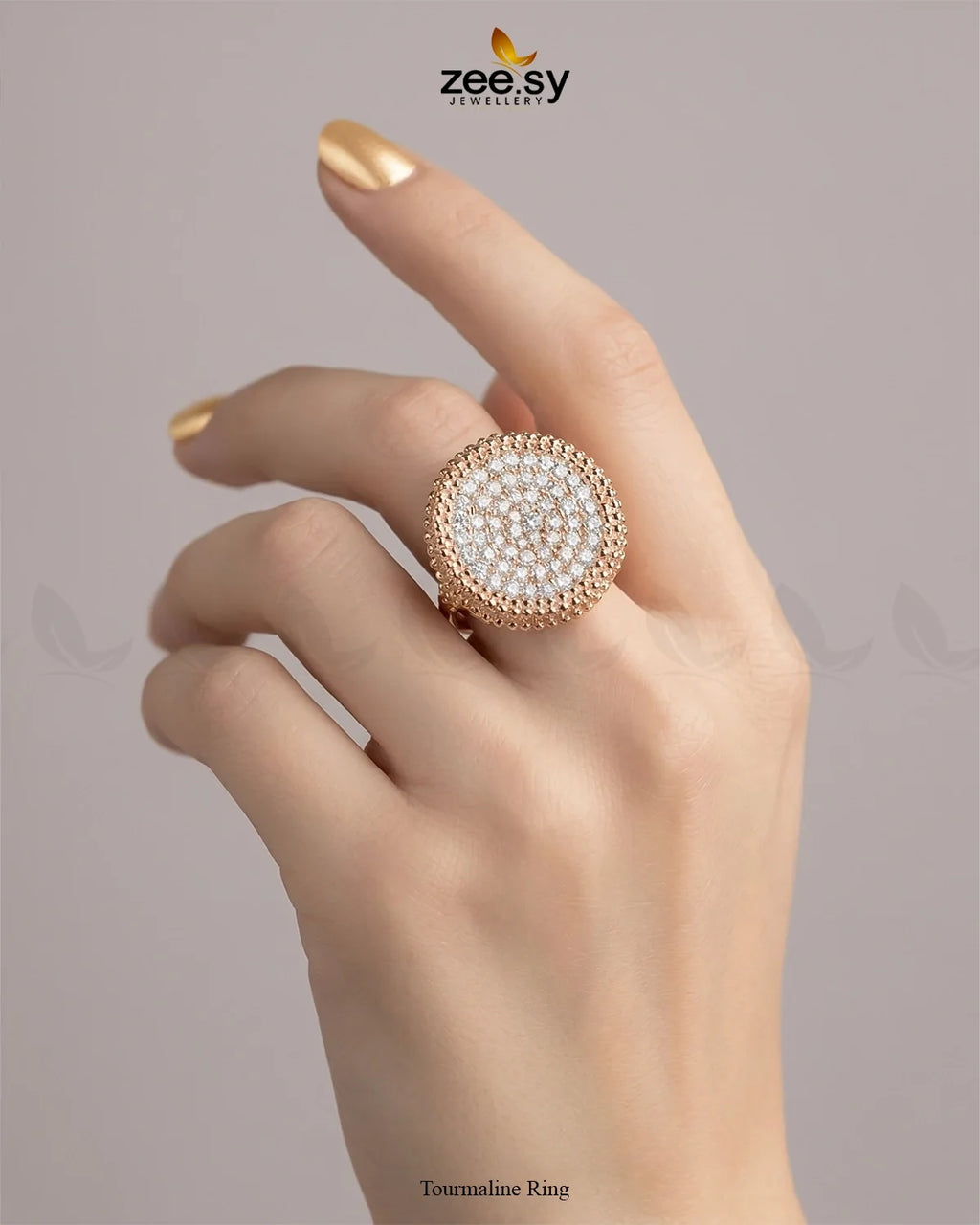 Tourmaline Round Zirconia Ring