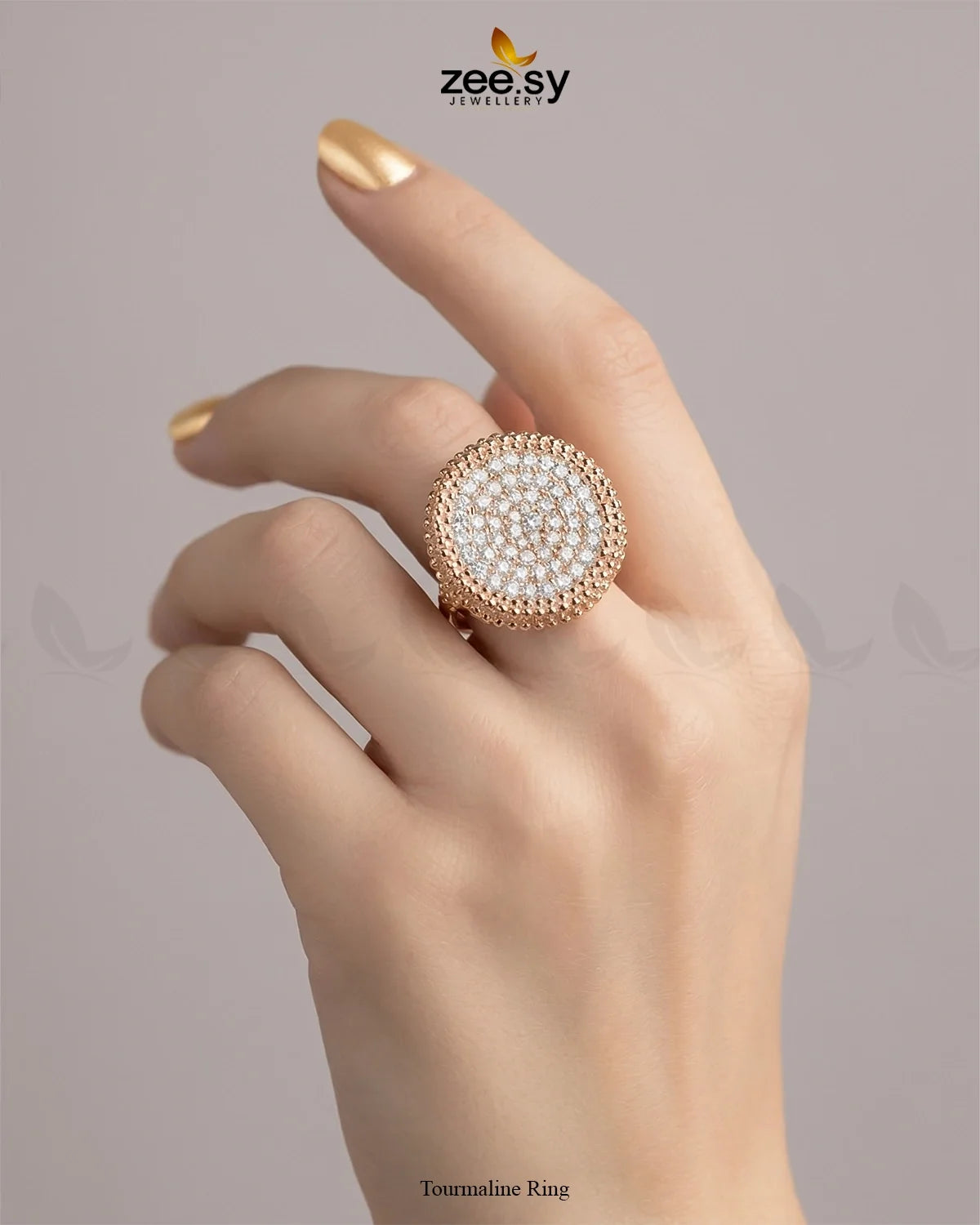 Tourmaline Round Zirconia Ring