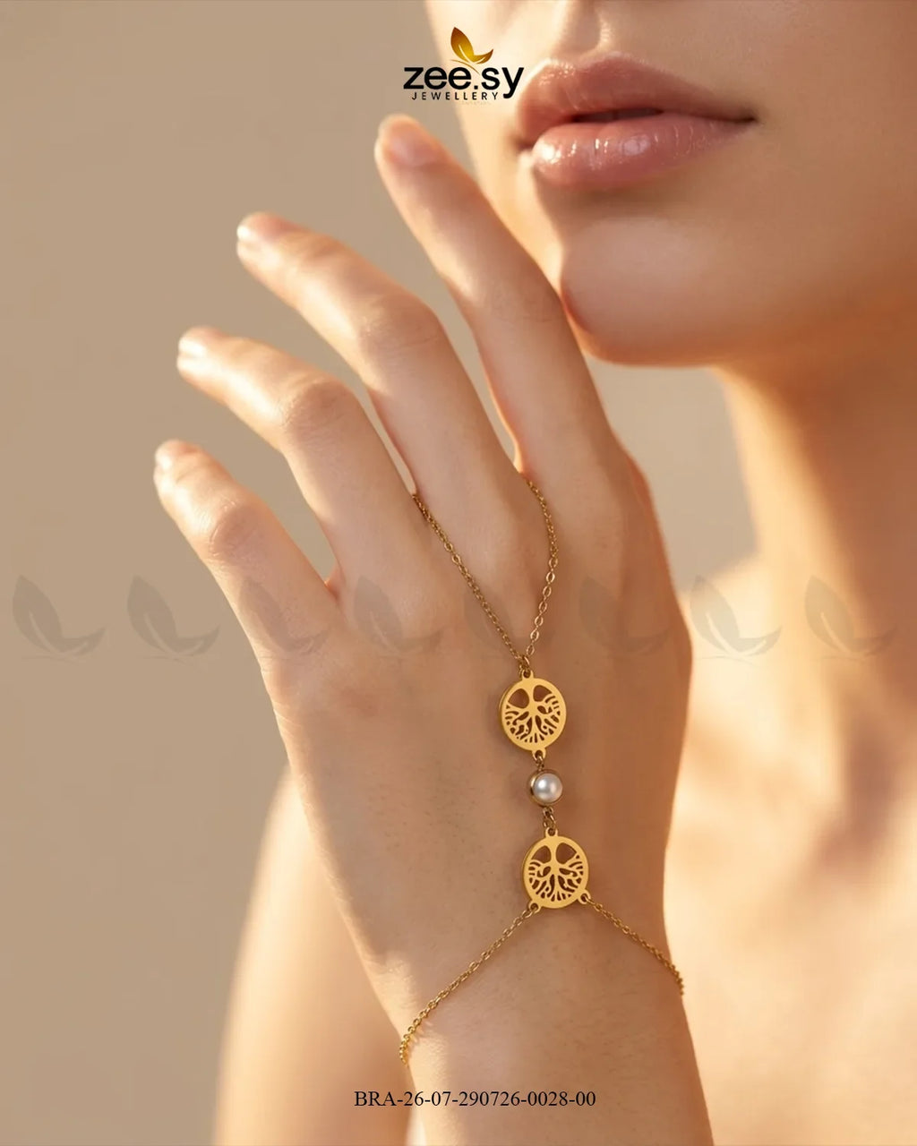 Tree Life Pearl Finger Bracelet