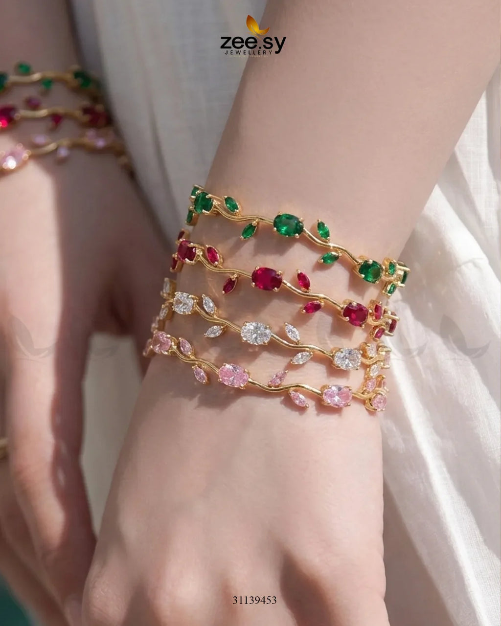 Tulip Cut Stones Floral Bracelet