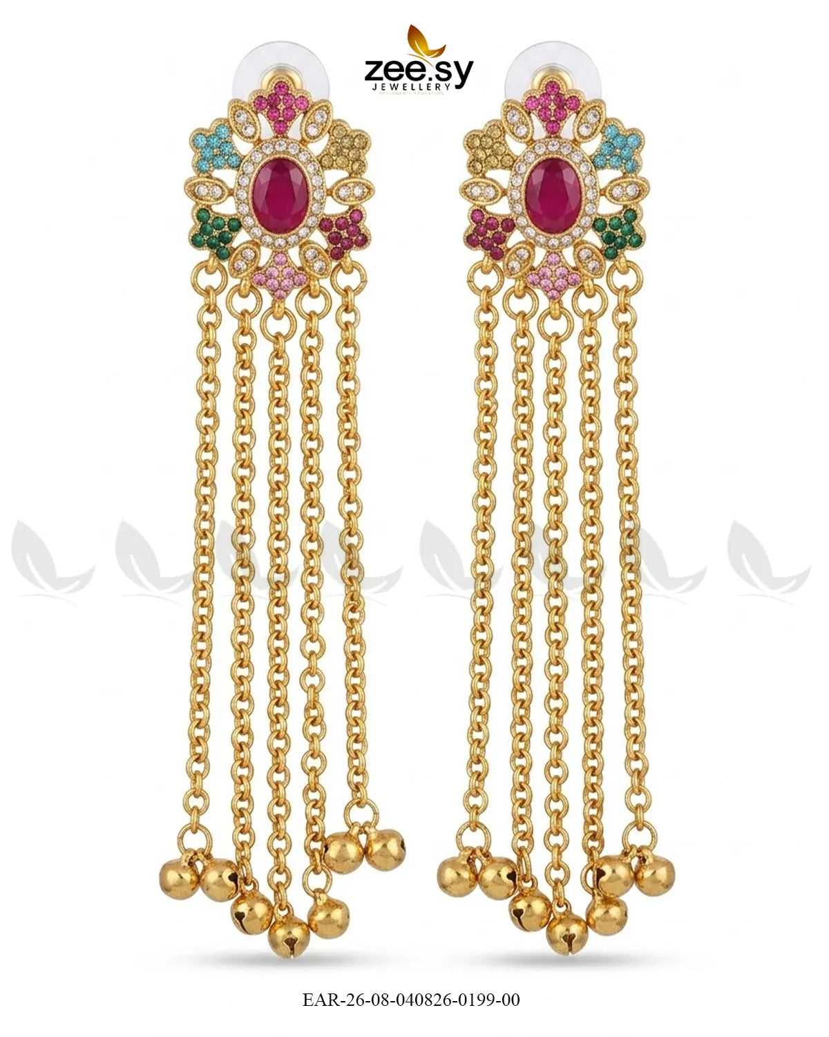 Velmira Ghungroo Zircon Earrings