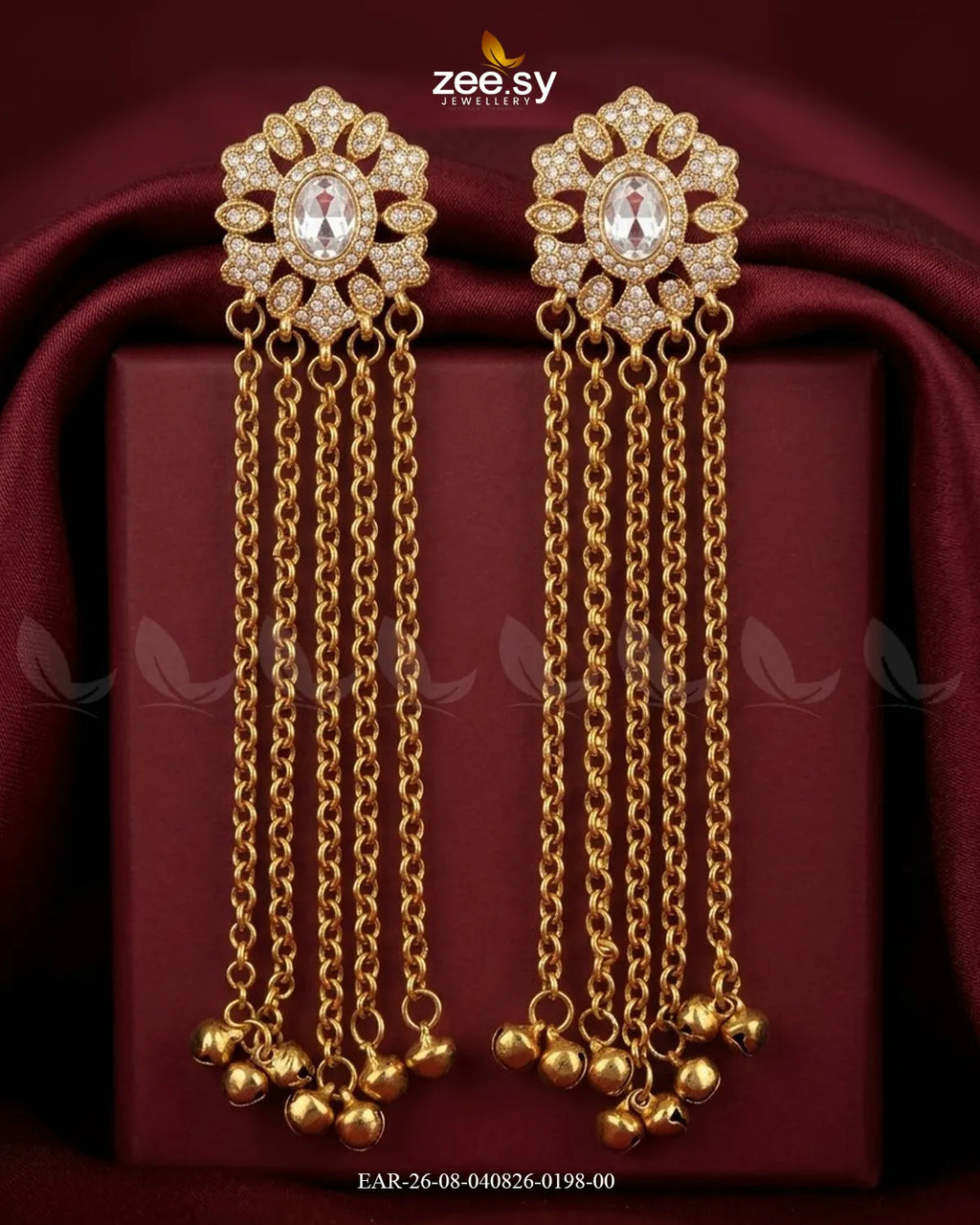 Velmira Ghungroo Zircon Earrings