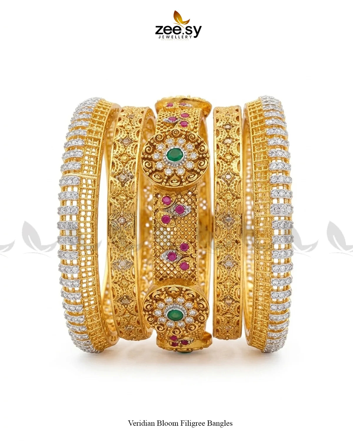 Veridian Bloom Filigree Bangles