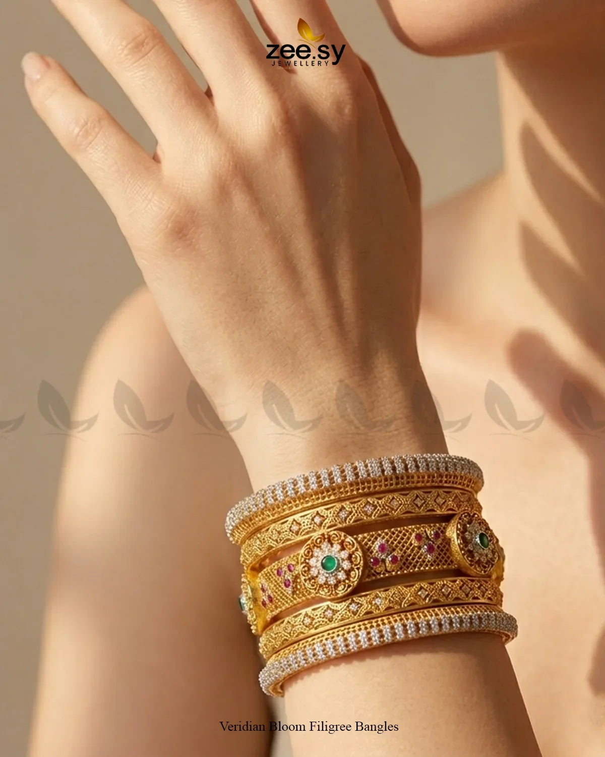 Veridian Bloom Filigree Bangles